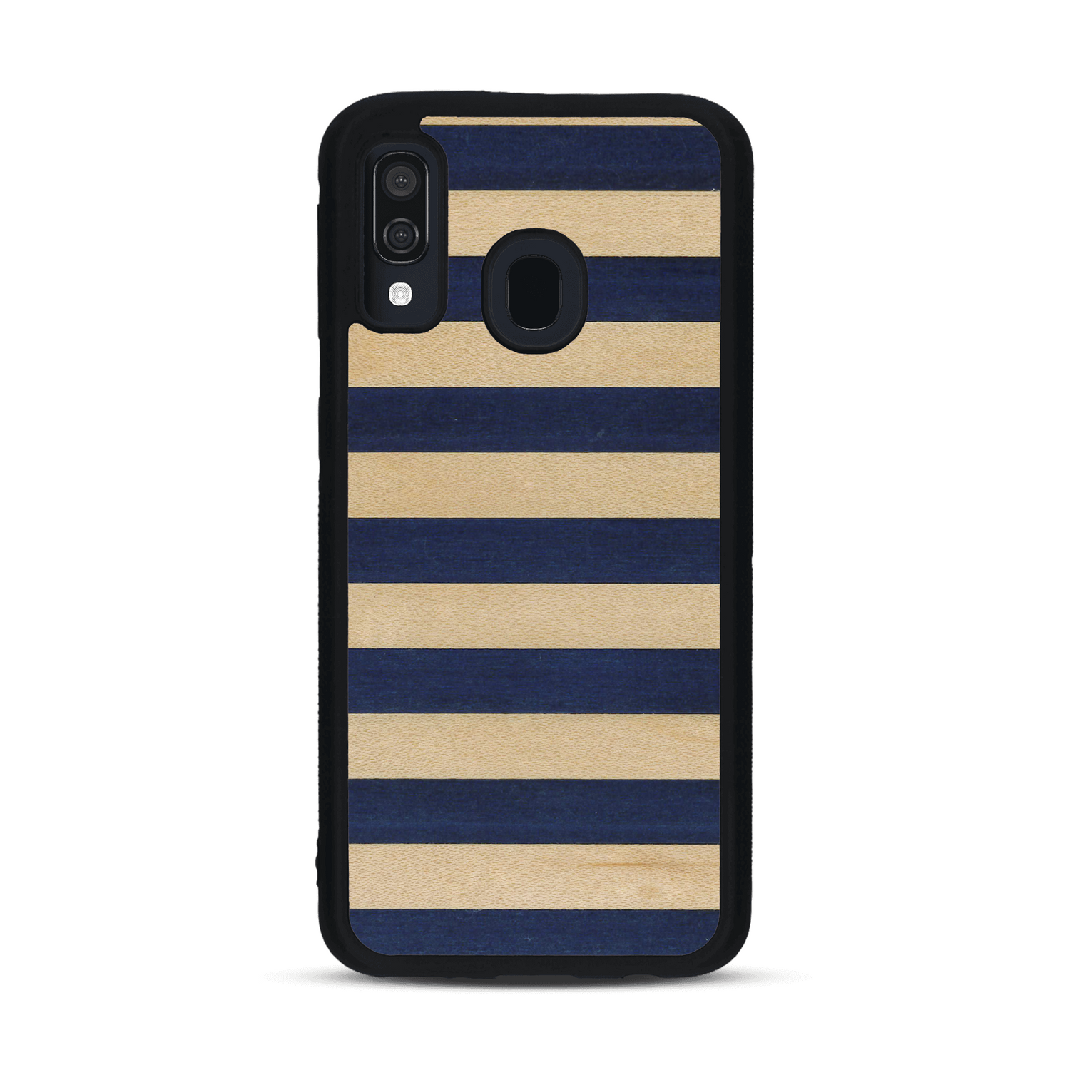 Coque de protection en bois véritable fabriquée en France pour  alliant plusieurs essences de bois pour représenter une marinière