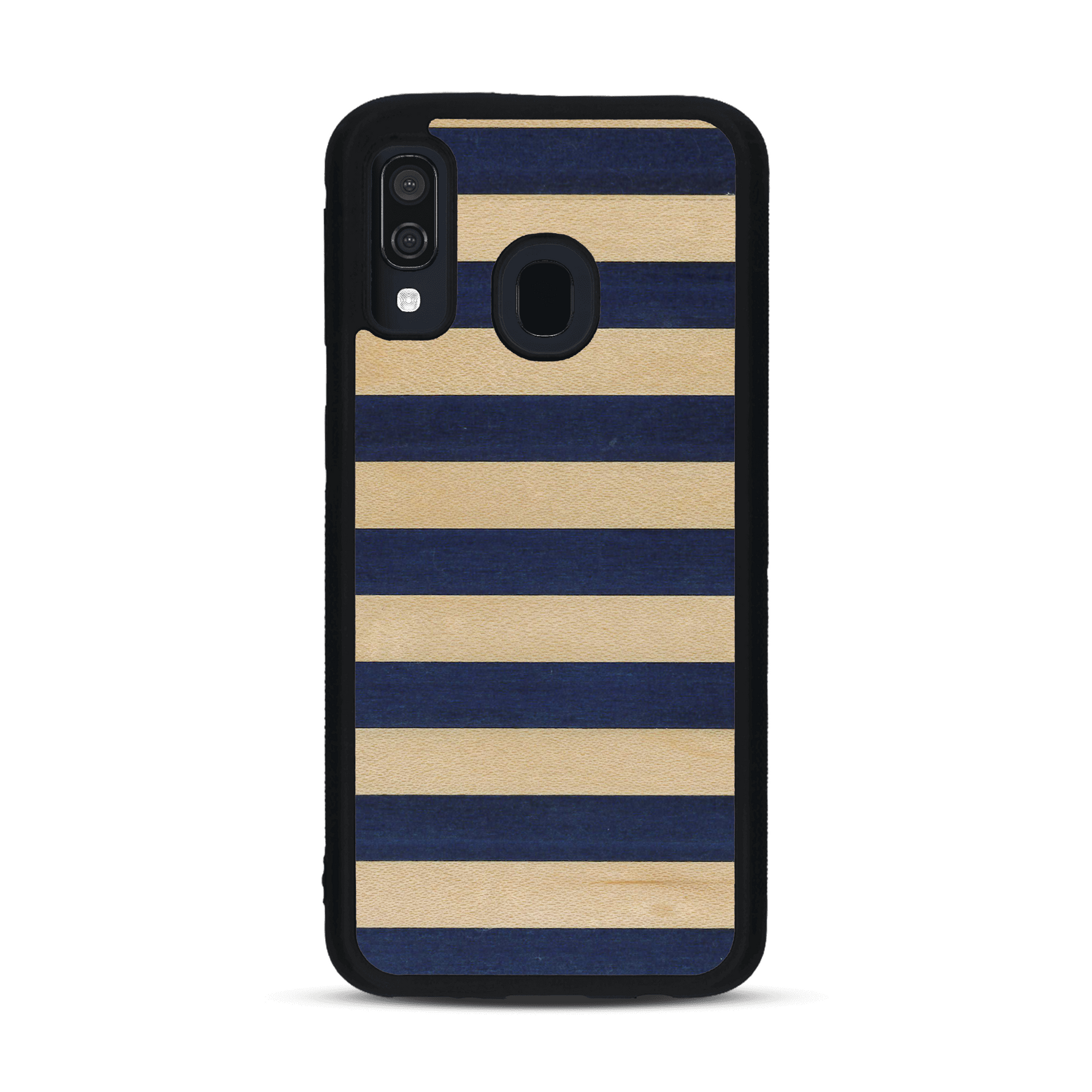 Coque de protection en bois véritable fabriquée en France pour  alliant plusieurs essences de bois pour représenter une marinière