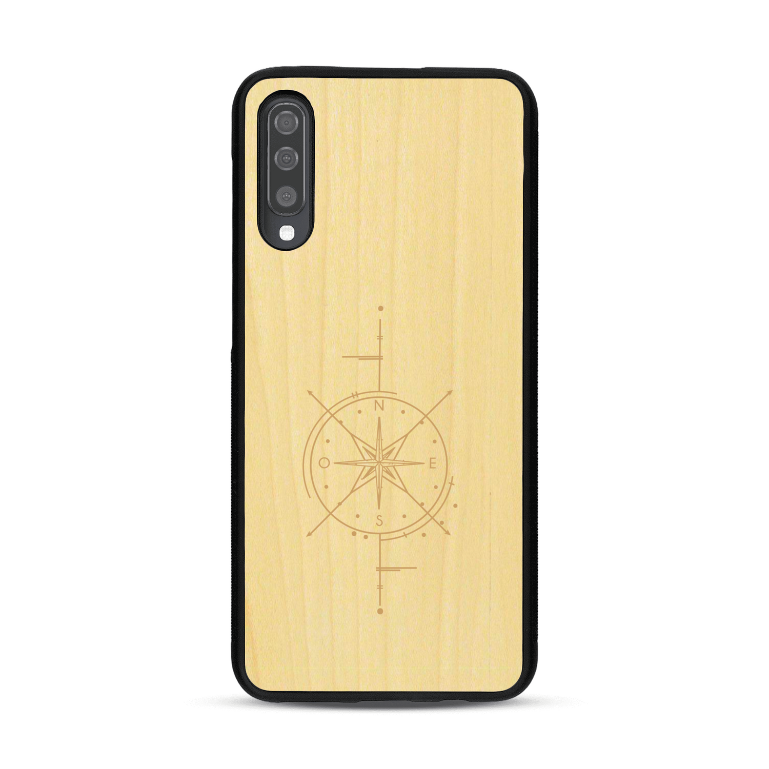 Coque de protection en bois véritable fabriquée en France pour  avec une gravure "rose des vents" sur le thème nautique et de l'océan qui s'inspire des boussoles de pirate