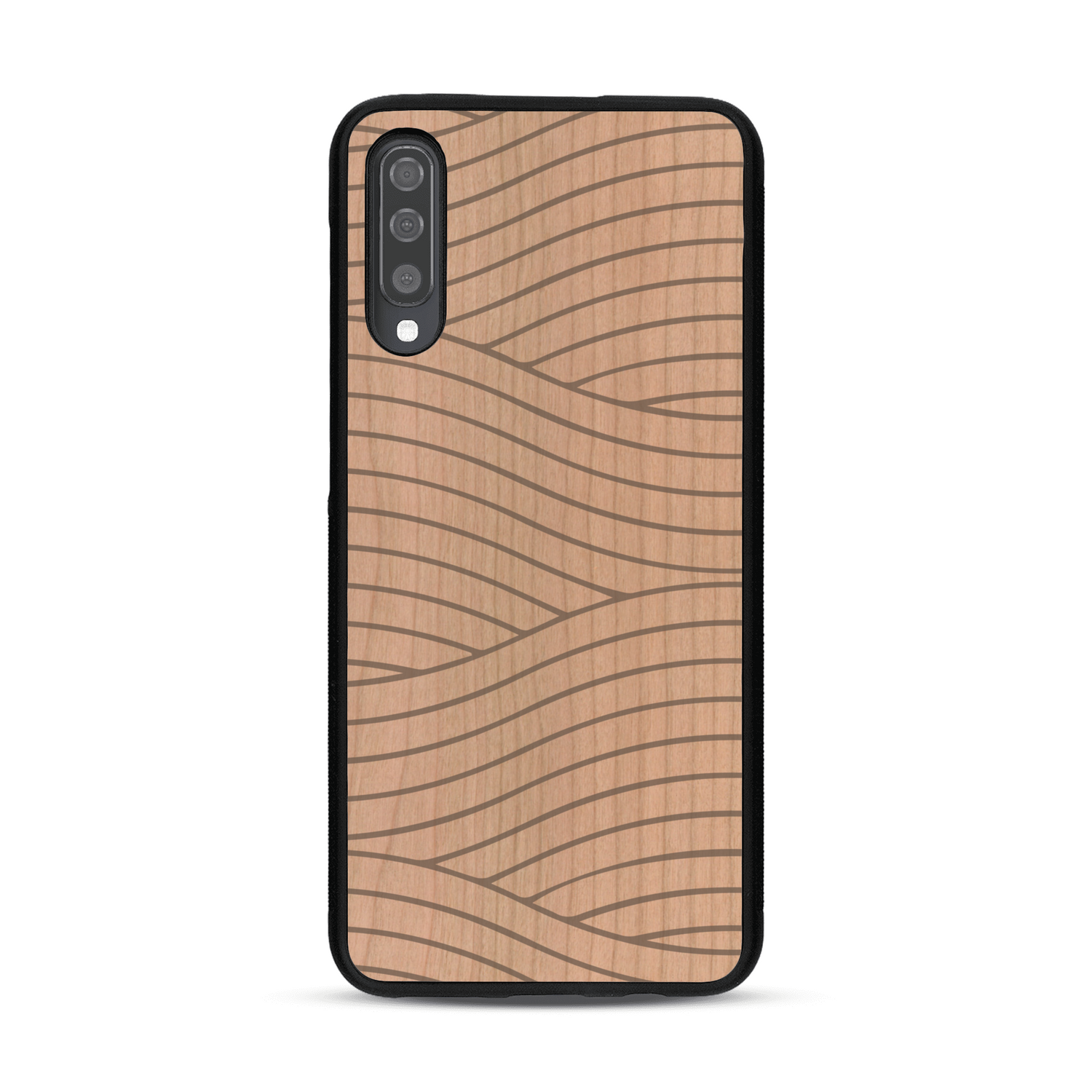 Coque de protection en bois véritable fabriquée en France pour  avec un motif moderne et minimaliste sur le thème waves et wavy représentant les vagues de l'océan