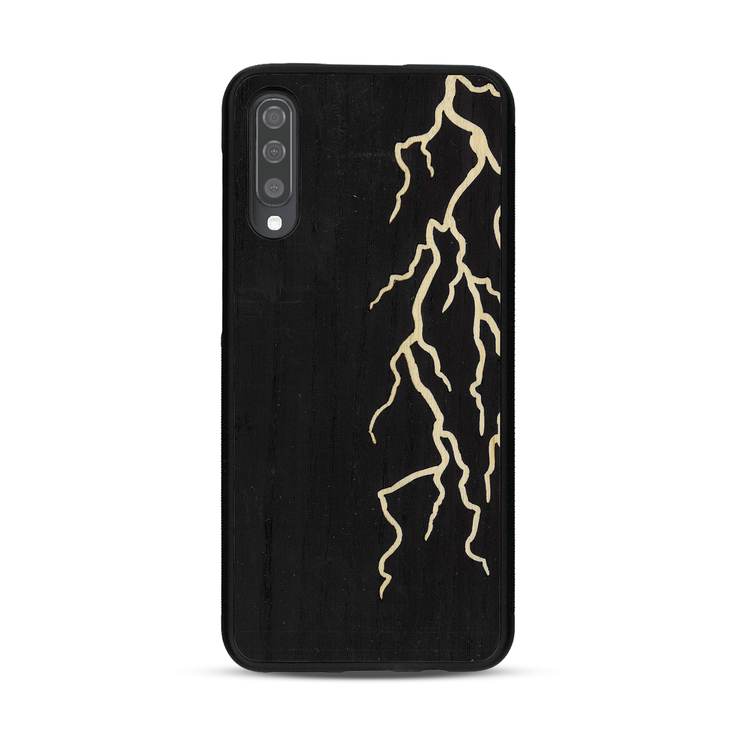 Coque de protection en bois véritable fabriquée en France pour  alliant plusieurs essences de bois pour représenter un éclair divin