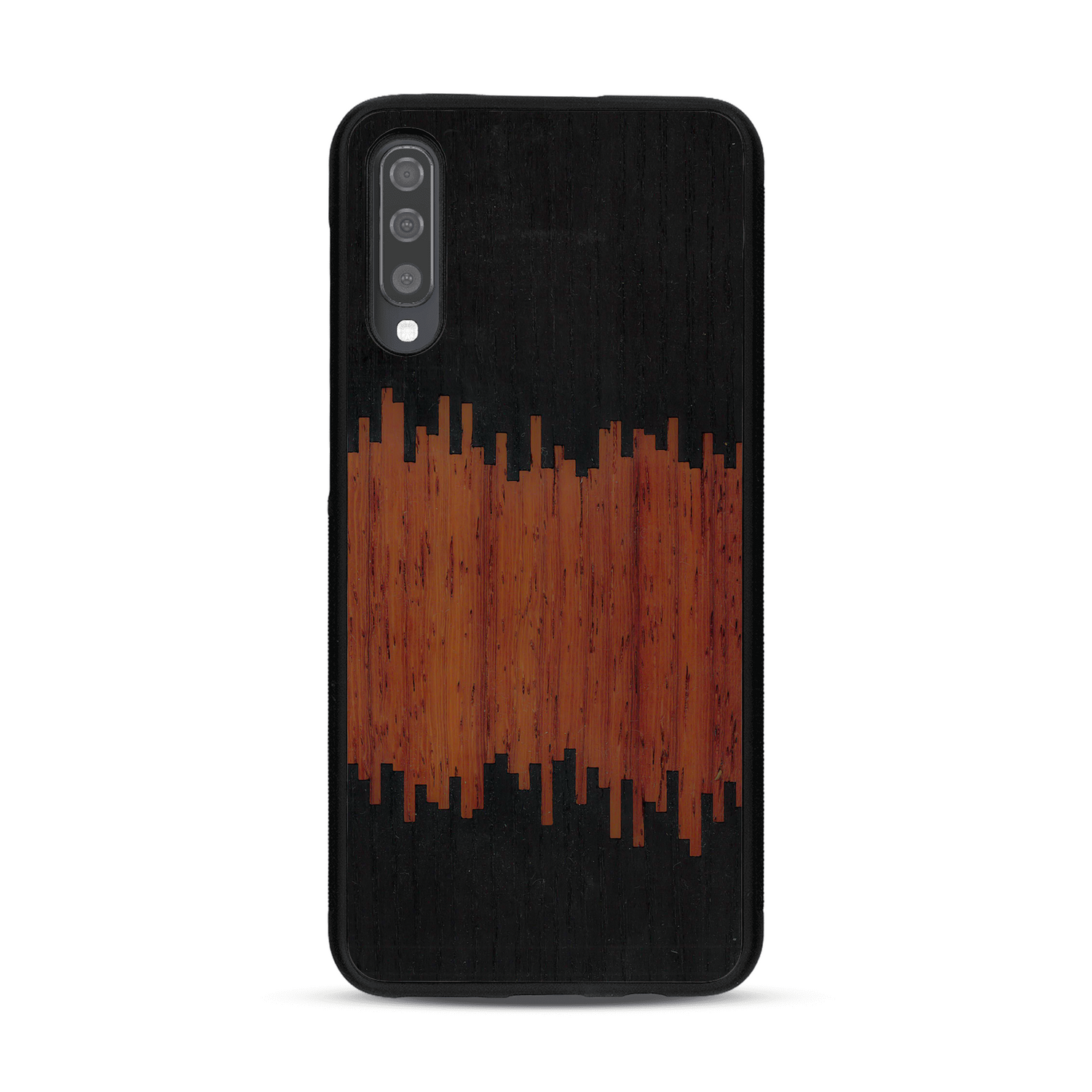 Coque de protection en bois véritable fabriquée en France pour  alliant plusieurs essences de bois pour représenter du magma en fusion