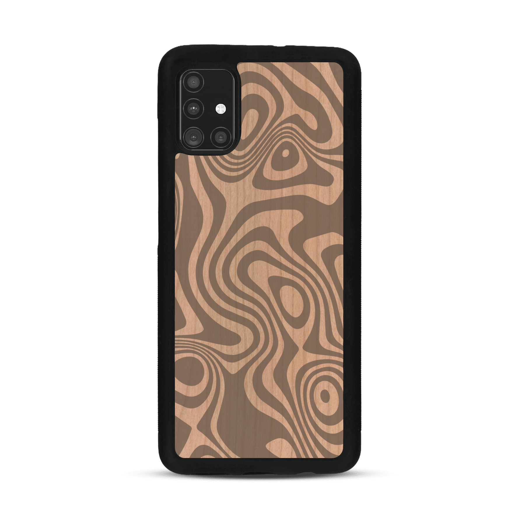 Coque de protection en bois véritable fabriquée en France pour  avec un motif abstrait représentant les mouvements de l'eau