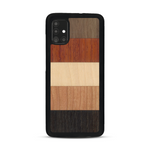 Coque de protection en bois véritable fabriquée en France pour  alliant des bandes horizontales de bambou, merisier, padouk, noyer et chêne fumé