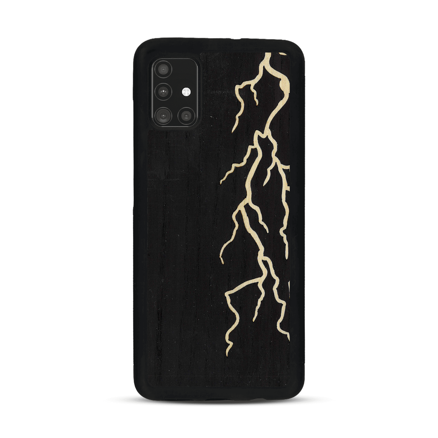 Coque de protection en bois véritable fabriquée en France pour  alliant plusieurs essences de bois pour représenter un éclair divin