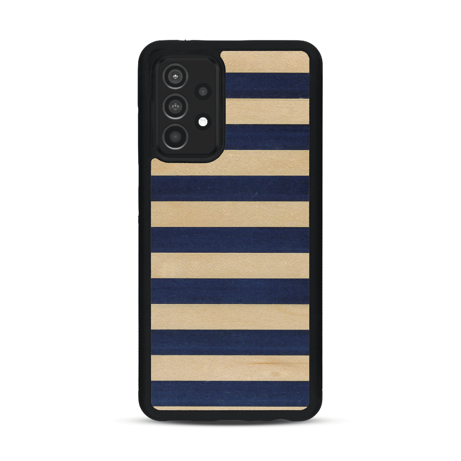 Coque de protection en bois véritable fabriquée en France pour  alliant plusieurs essences de bois pour représenter une marinière
