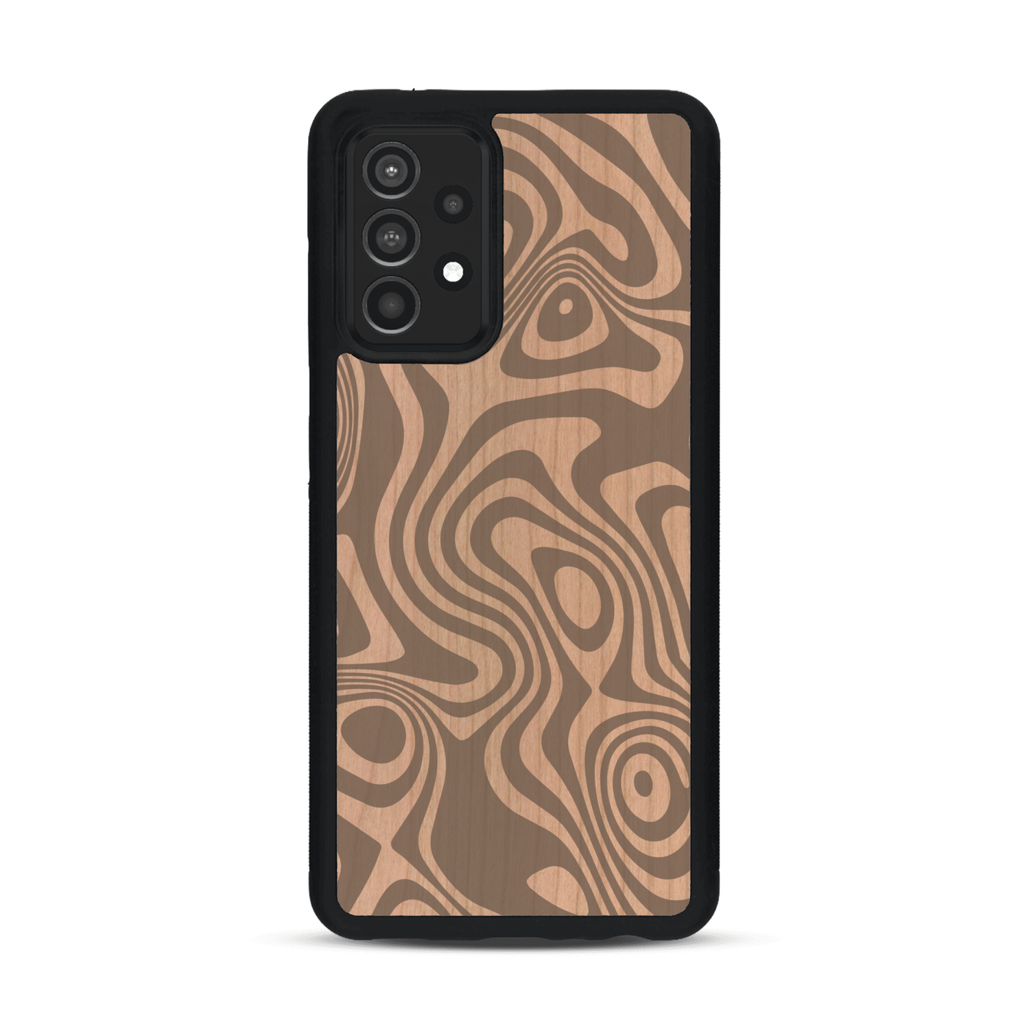 Coque de protection en bois véritable fabriquée en France pour  avec un motif abstrait représentant les mouvements de l'eau