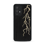 Coque de protection en bois véritable fabriquée en France pour  alliant plusieurs essences de bois pour représenter un éclair divin