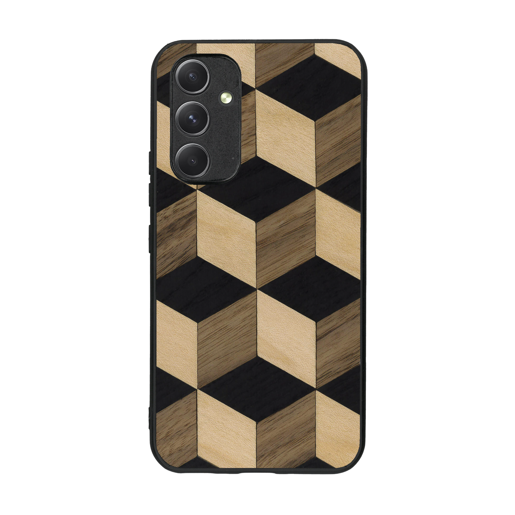 Coque de protection en bois véritable fabriquée en France pour  alliant plusieurs essences de bois pour représenter un classique intemporel de la marqueterie