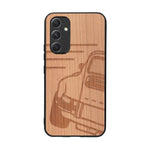 Coque de protection en bois véritable fabriquée en France pour Samsung A54 5G sur le thème de l'automobile avec une authentique Porsche
