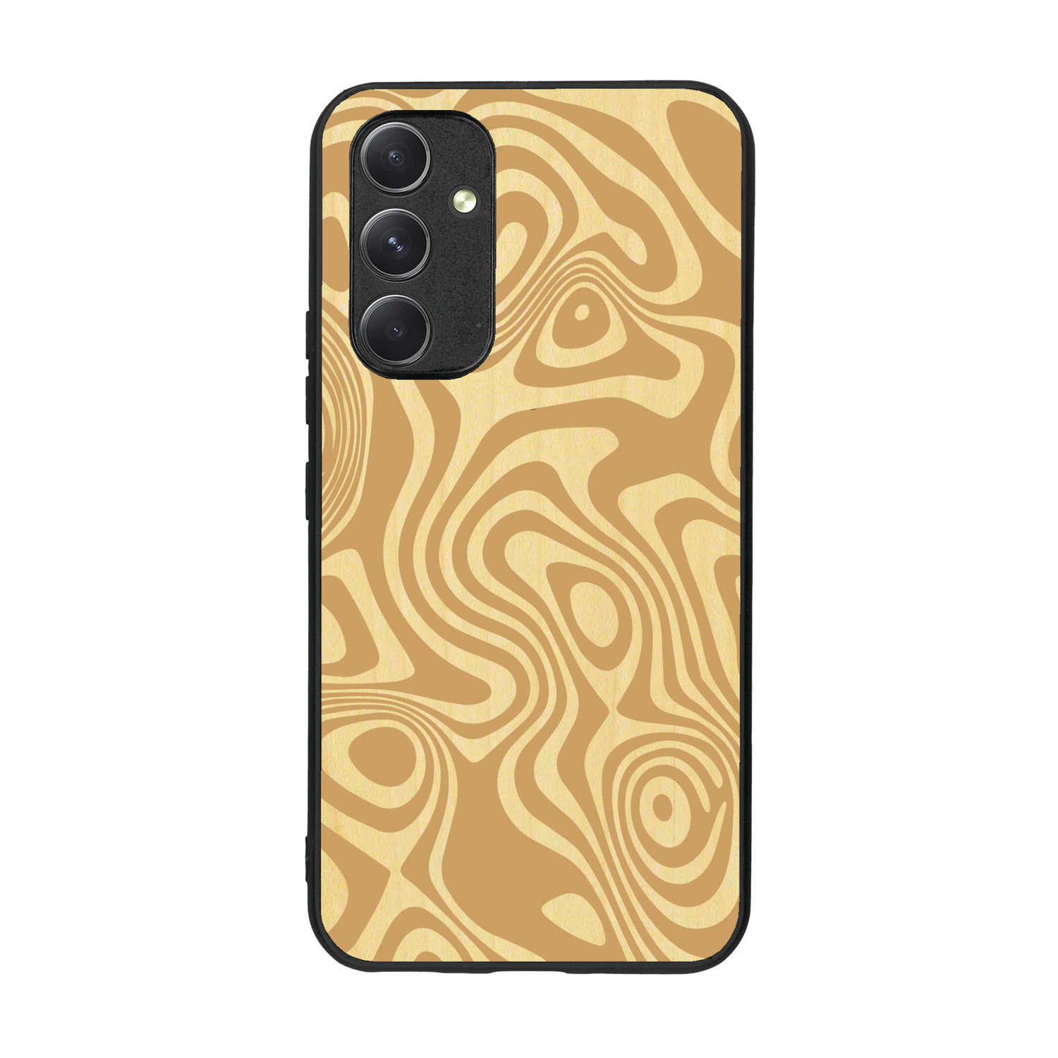 Coque de protection en bois véritable fabriquée en France pour  avec un motif abstrait représentant les mouvements de l'eau