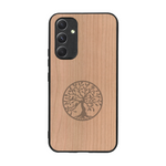 Coque de protection en bois véritable fabriquée en France pour  sur le thème de la spiritualité et du yoga avec une gravure zen représentant un arbre de vie