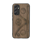 Coque de protection en bois véritable fabriquée en France pour Samsung A54 5G sur le thème de l'automobile avec un van combi