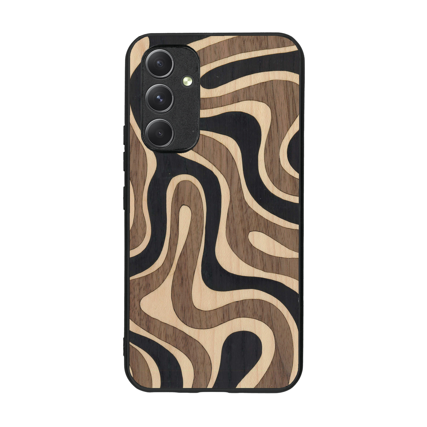 Coque de protection en bois véritable fabriquée en France pour  alliant plusieurs essences de bois pour représenter une ondulation