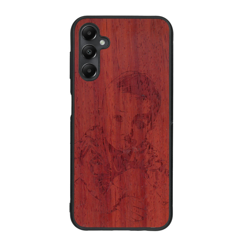 Coque de protection en bois véritable fabriquée en France pour Samsung A55 5G avec gravure personnalisée à partir d'une photo, d'une image, d'un logo, des initials ou d'une phrase