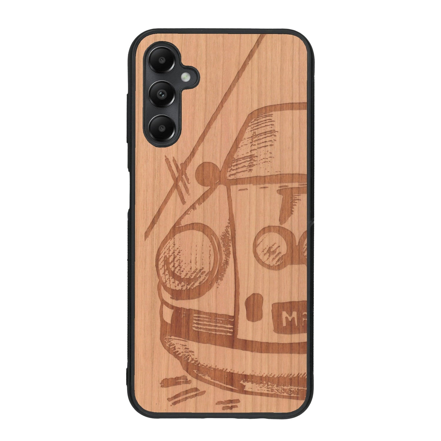 Coque de protection en bois véritable fabriquée en France pour Samsung A55 5G sur le thème de l'automobile avec une authentique Porsche