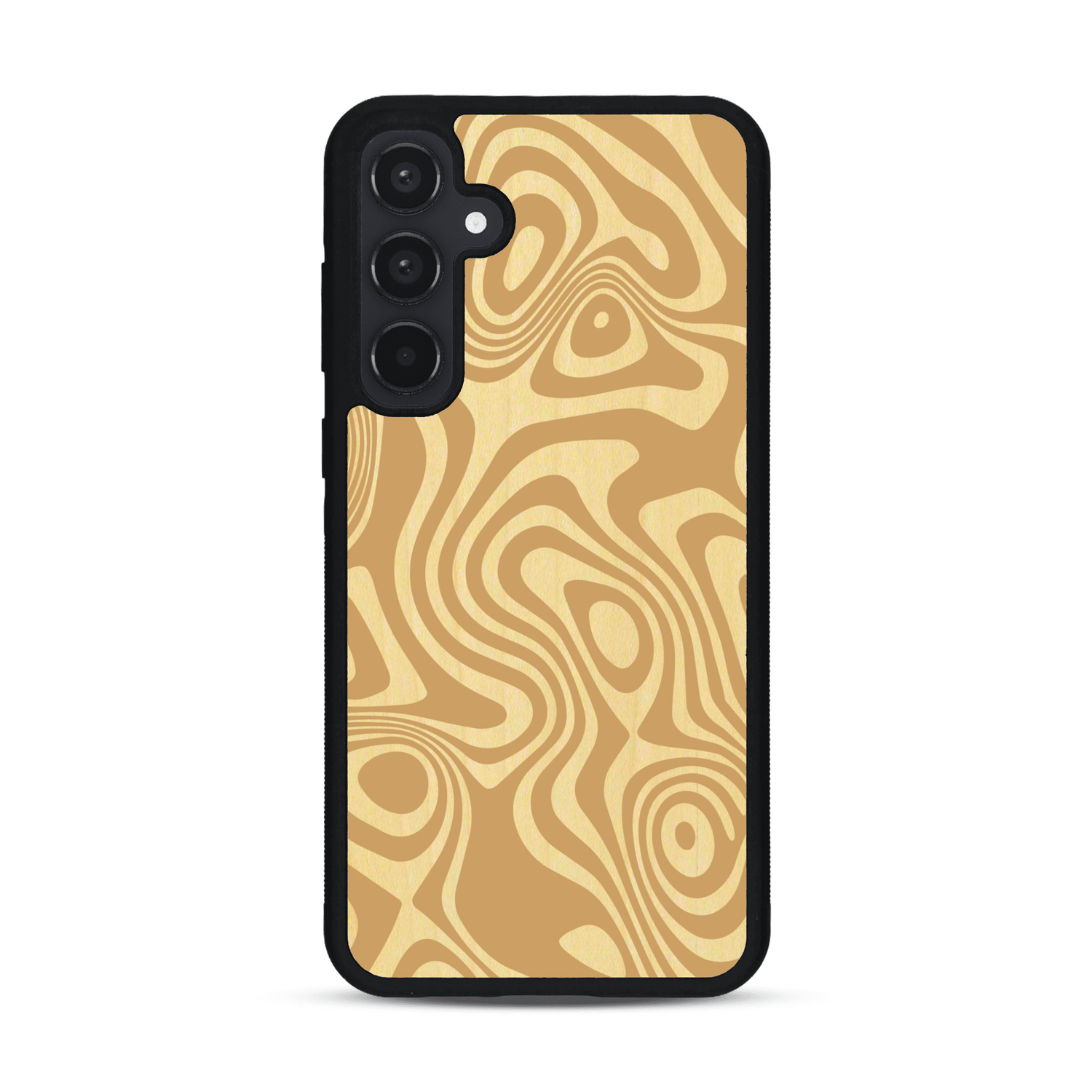 Coque de protection en bois véritable fabriquée en France pour  avec un motif abstrait représentant les mouvements de l'eau