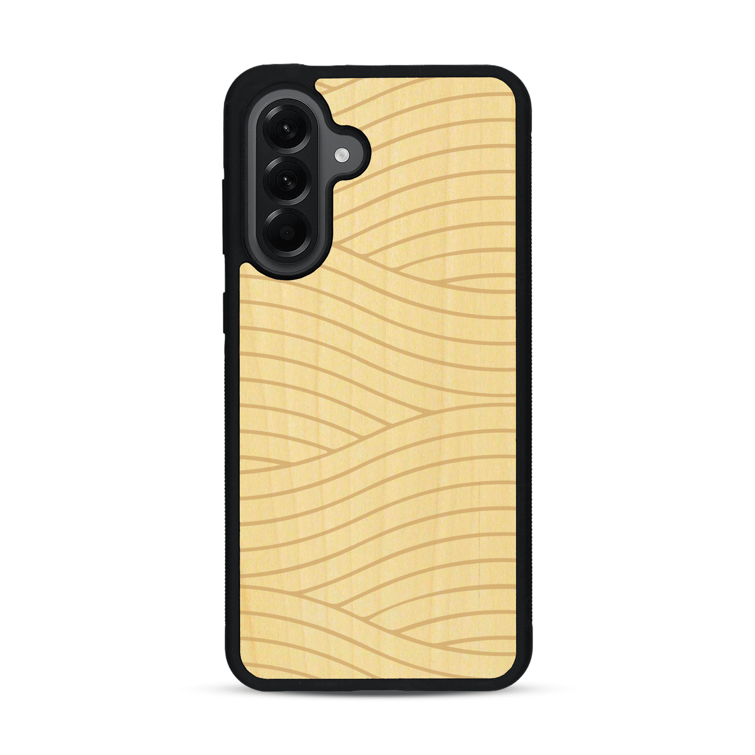 Coque de protection en bois véritable fabriquée en France pour  avec un motif moderne et minimaliste sur le thème waves et wavy représentant les vagues de l'océan
