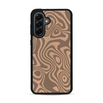 Coque de protection en bois véritable fabriquée en France pour  avec un motif abstrait représentant les mouvements de l'eau