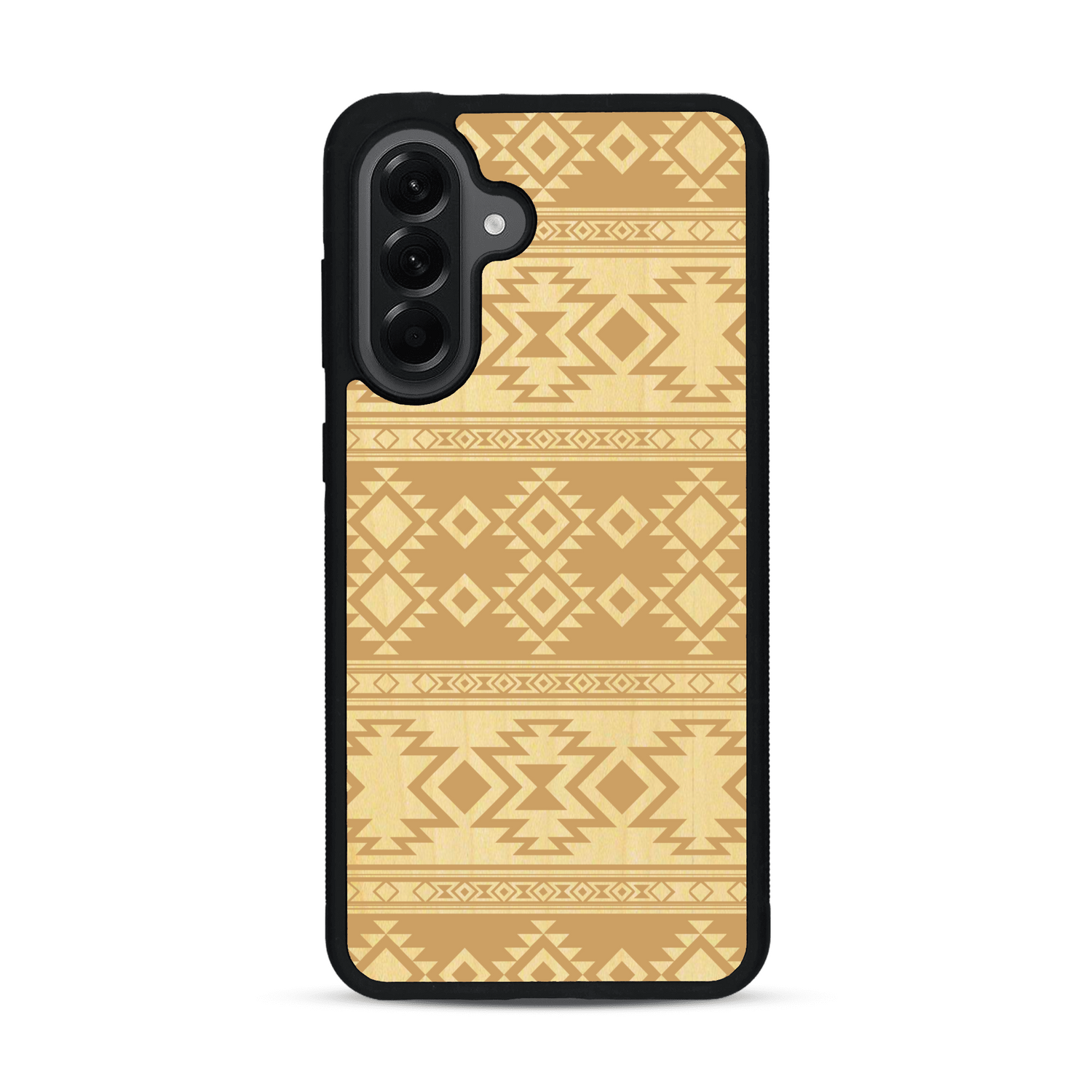 Coque de protection en bois véritable fabriquée en France pour  avec des motifs géométriques s'inspirant des temples aztèques, mayas et incas