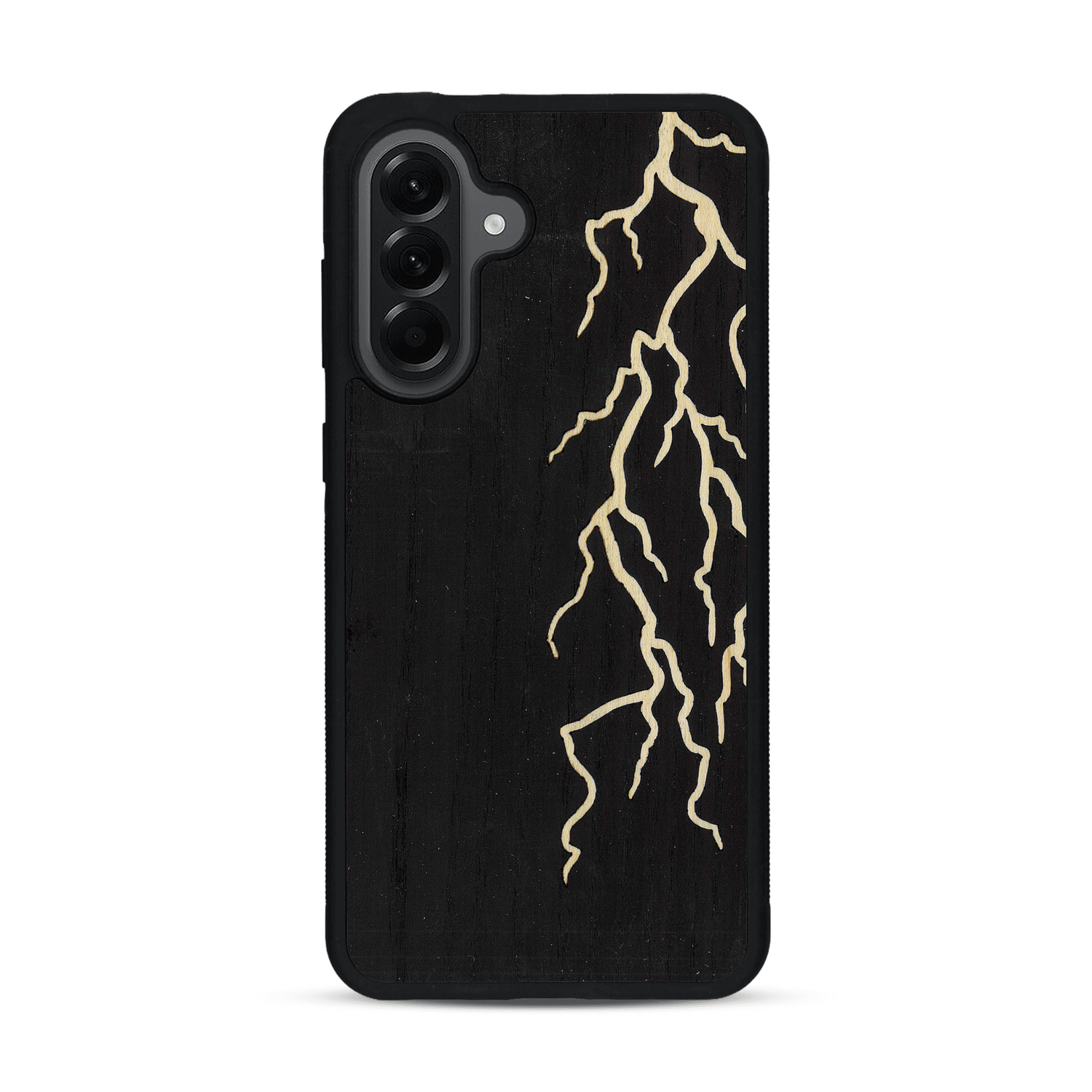 Coque de protection en bois véritable fabriquée en France pour  alliant plusieurs essences de bois pour représenter un éclair divin