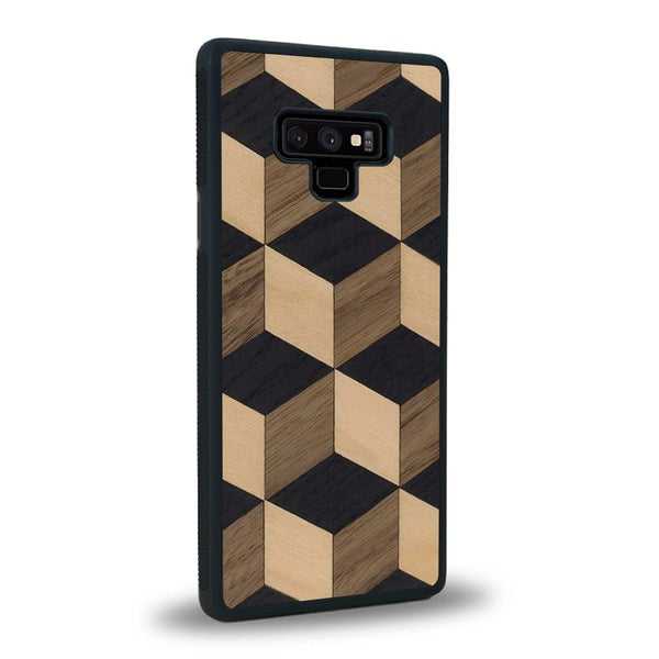 Coque de protection en bois véritable fabriquée en France pour Samsung Note 9 alliant plusieurs essences de bois pour représenter un classique intemporel de la marqueterie