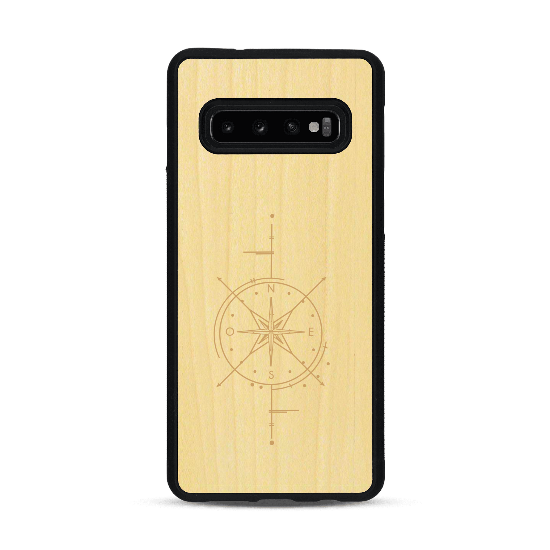 Coque de protection en bois véritable fabriquée en France pour  avec une gravure "rose des vents" sur le thème nautique et de l'océan qui s'inspire des boussoles de pirate