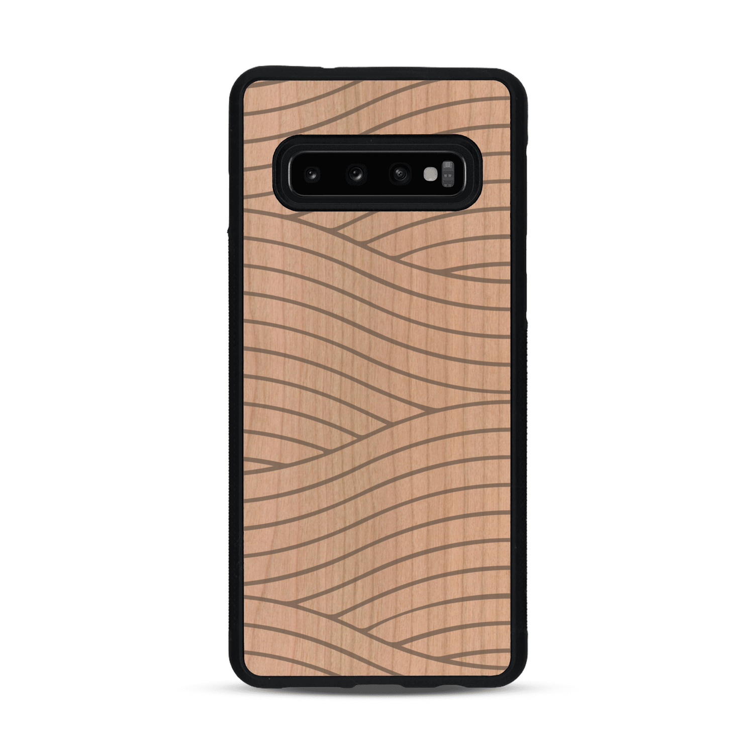 Coque de protection en bois véritable fabriquée en France pour  avec un motif moderne et minimaliste sur le thème waves et wavy représentant les vagues de l'océan