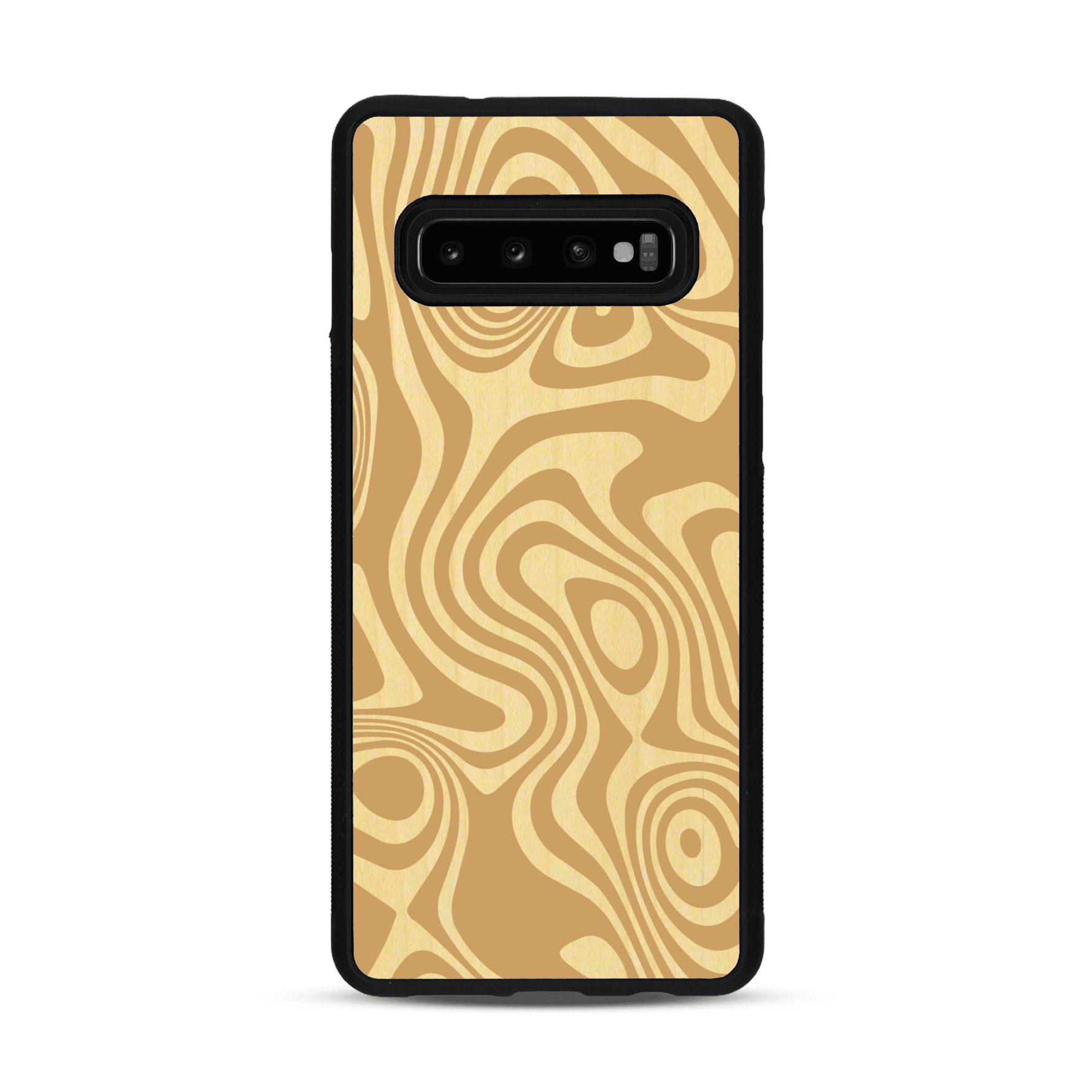 Coque de protection en bois véritable fabriquée en France pour  avec un motif abstrait représentant les mouvements de l'eau