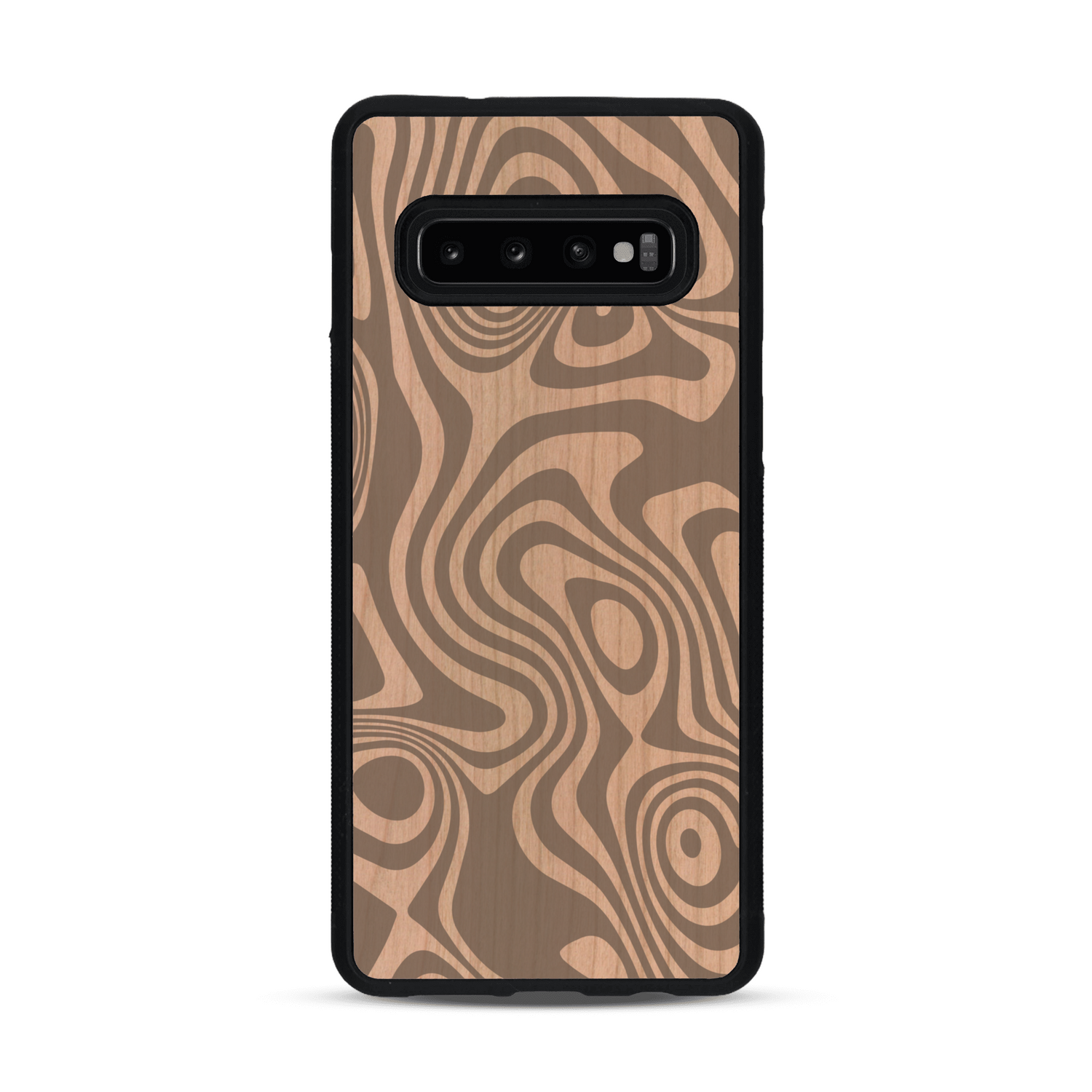 Coque de protection en bois véritable fabriquée en France pour  avec un motif abstrait représentant les mouvements de l'eau