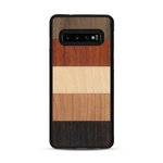 Coque de protection en bois véritable fabriquée en France pour  alliant des bandes horizontales de bambou, merisier, padouk, noyer et chêne fumé