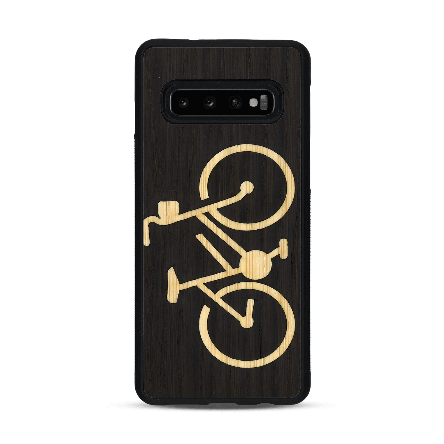 Coque de protection en bois véritable fabriquée en France pour  sur le theme du vélo et de l'outdoor qui allie du bambou et du chêne fumé représentant un vélo