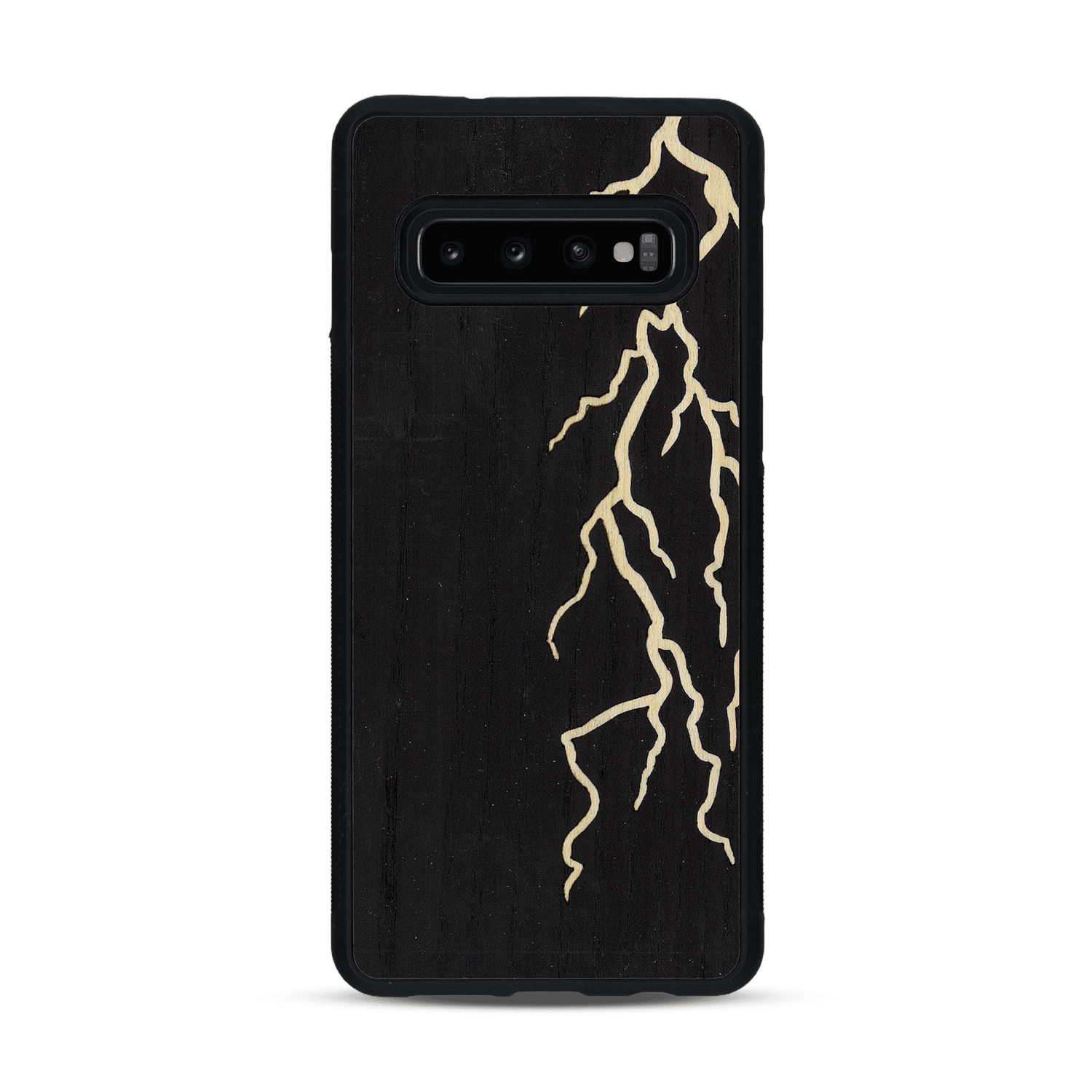 Coque de protection en bois véritable fabriquée en France pour  alliant plusieurs essences de bois pour représenter un éclair divin
