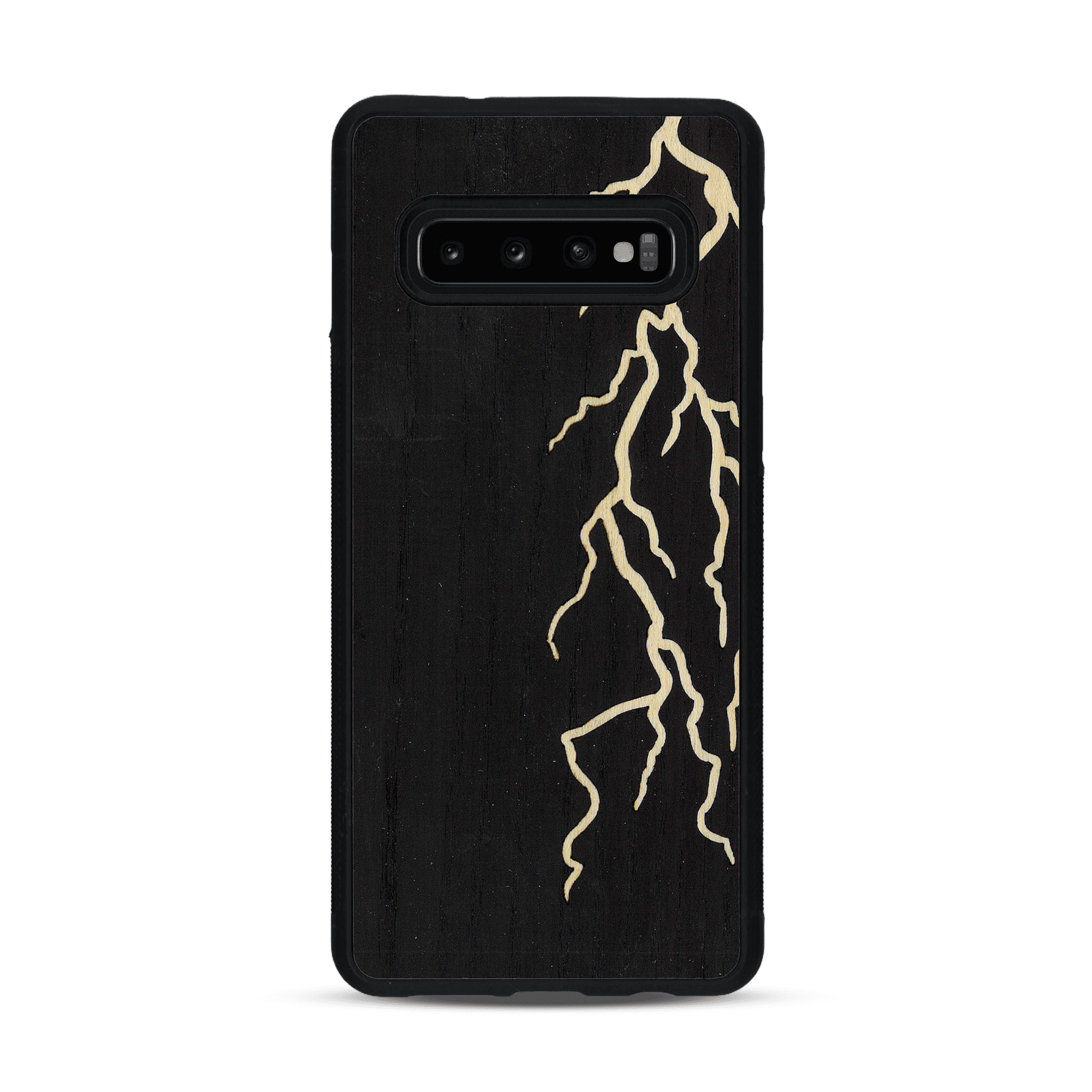 Coque de protection en bois véritable fabriquée en France pour  alliant plusieurs essences de bois pour représenter un éclair divin