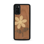 Coque de protection en bois véritable fabriquée en France pour  alliant plusieurs essences de bois pour représenter une marguerite