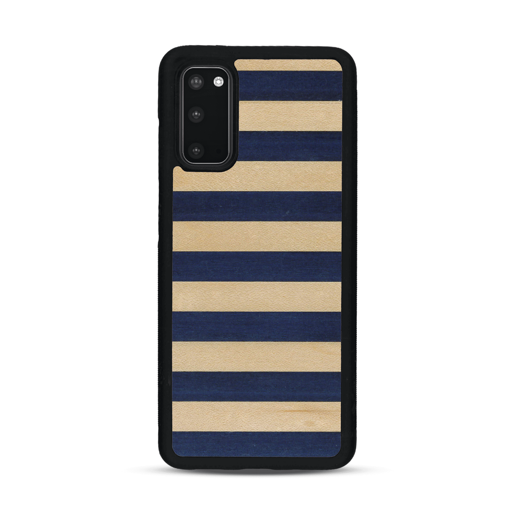 Coque de protection en bois véritable fabriquée en France pour  alliant plusieurs essences de bois pour représenter une marinière