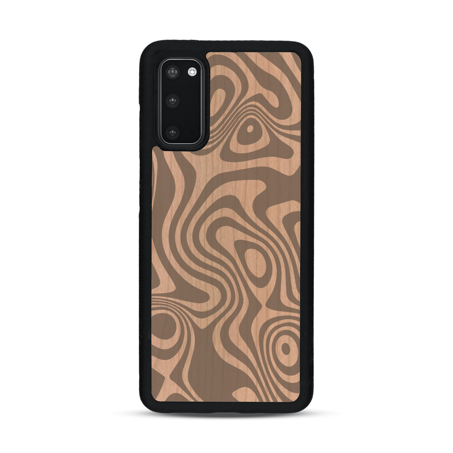 Coque de protection en bois véritable fabriquée en France pour  avec un motif abstrait représentant les mouvements de l'eau