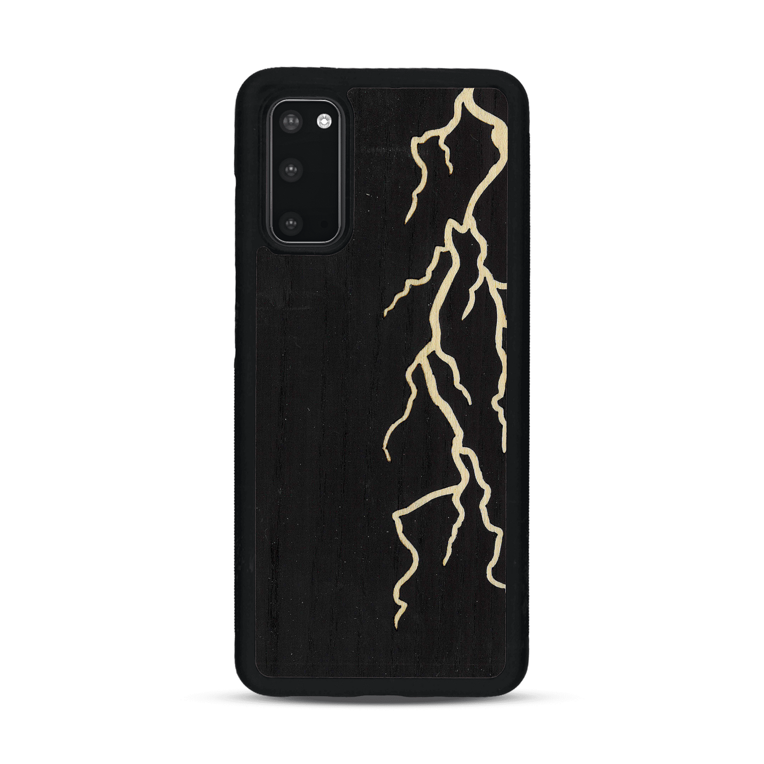 Coque de protection en bois véritable fabriquée en France pour  alliant plusieurs essences de bois pour représenter un éclair divin