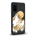 Coque de protection en bois véritable fabriquée en France pour Samsung S20FE alliant plusieurs essences de bois pour représenter le mont Everest