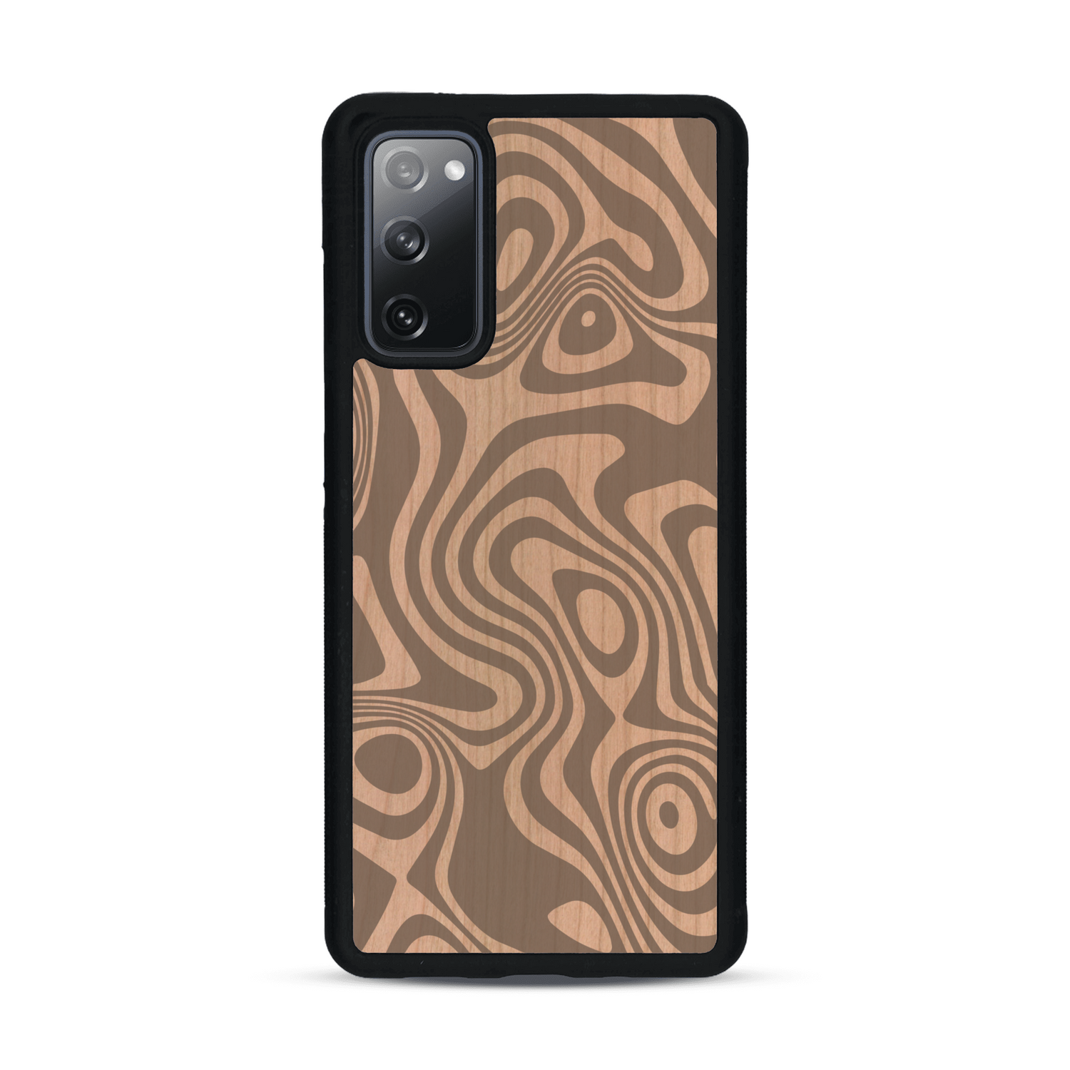 Coque de protection en bois véritable fabriquée en France pour  avec un motif abstrait représentant les mouvements de l'eau