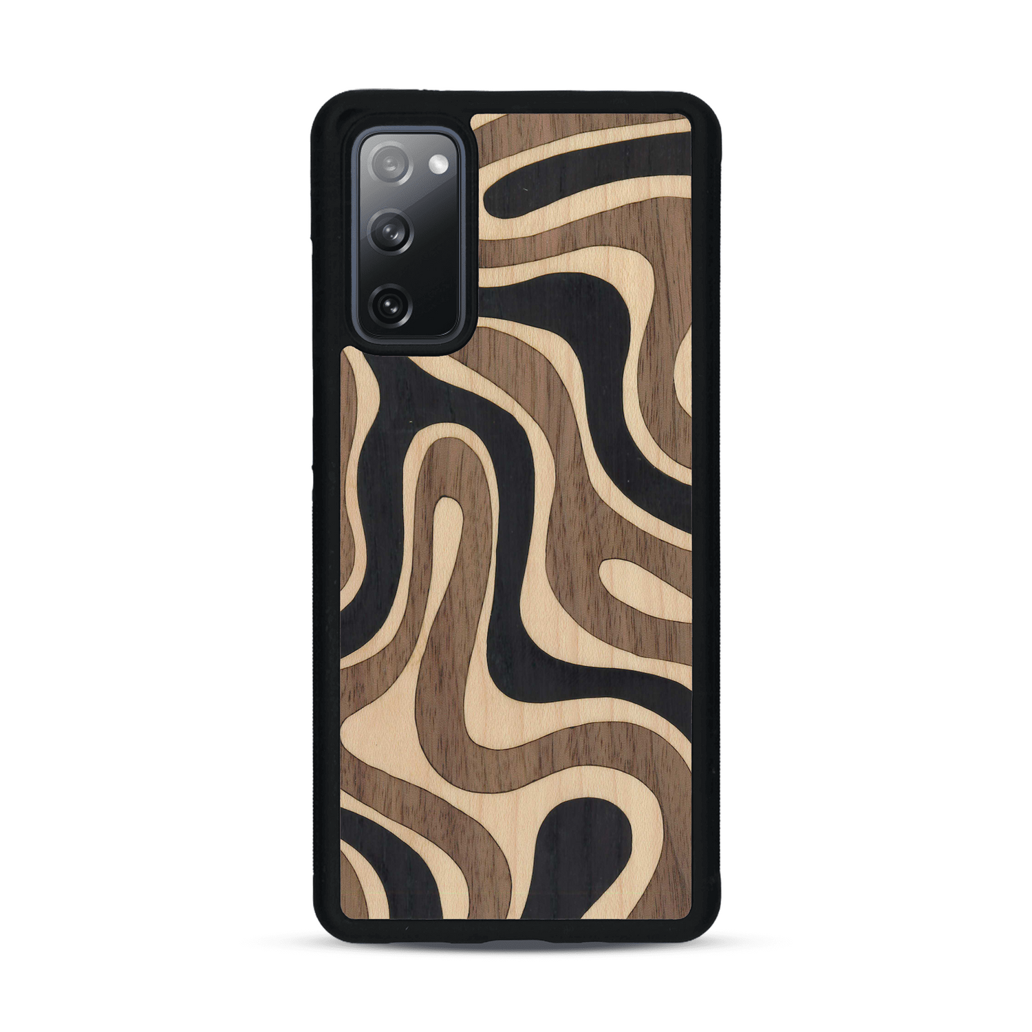 Coque de protection en bois véritable fabriquée en France pour  alliant plusieurs essences de bois pour représenter une ondulation