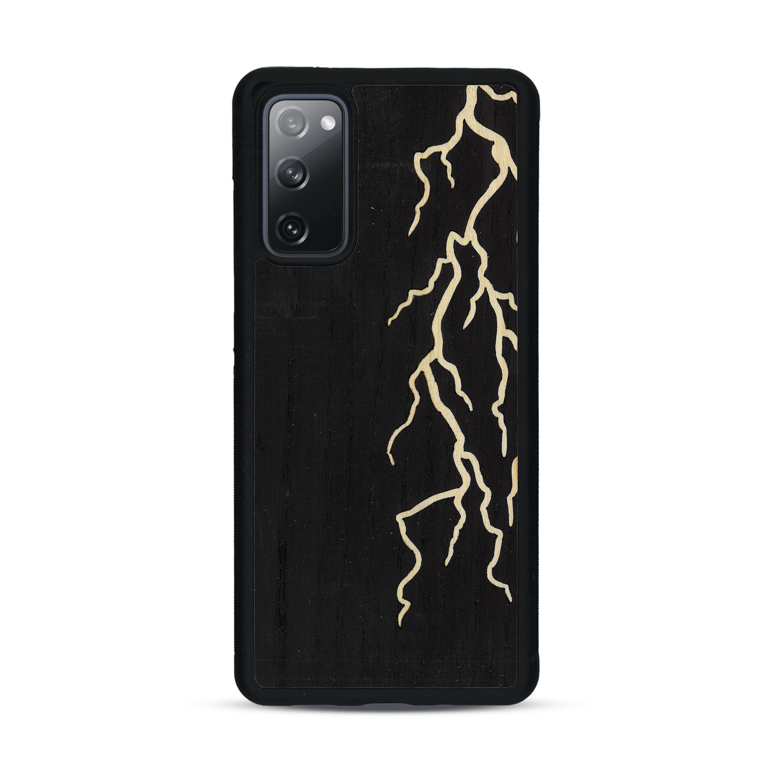 Coque de protection en bois véritable fabriquée en France pour  alliant plusieurs essences de bois pour représenter un éclair divin