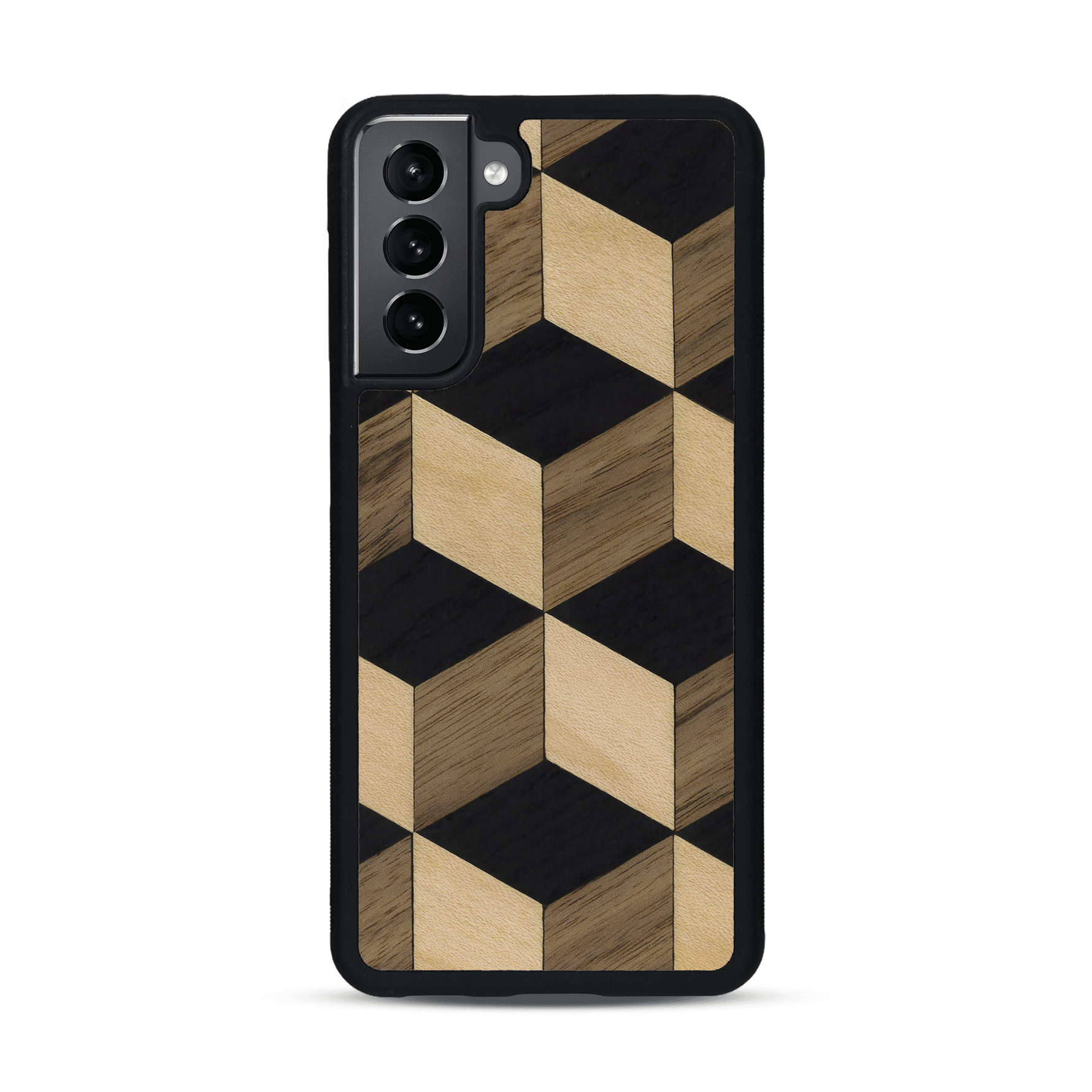 Coque de protection en bois véritable fabriquée en France pour  alliant plusieurs essences de bois pour représenter un classique intemporel de la marqueterie