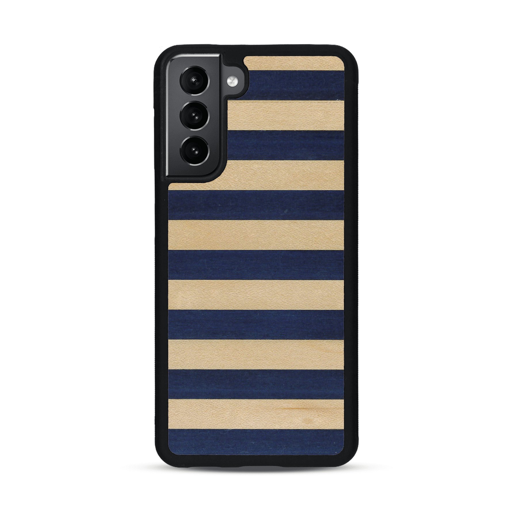 Coque de protection en bois véritable fabriquée en France pour  alliant plusieurs essences de bois pour représenter une marinière