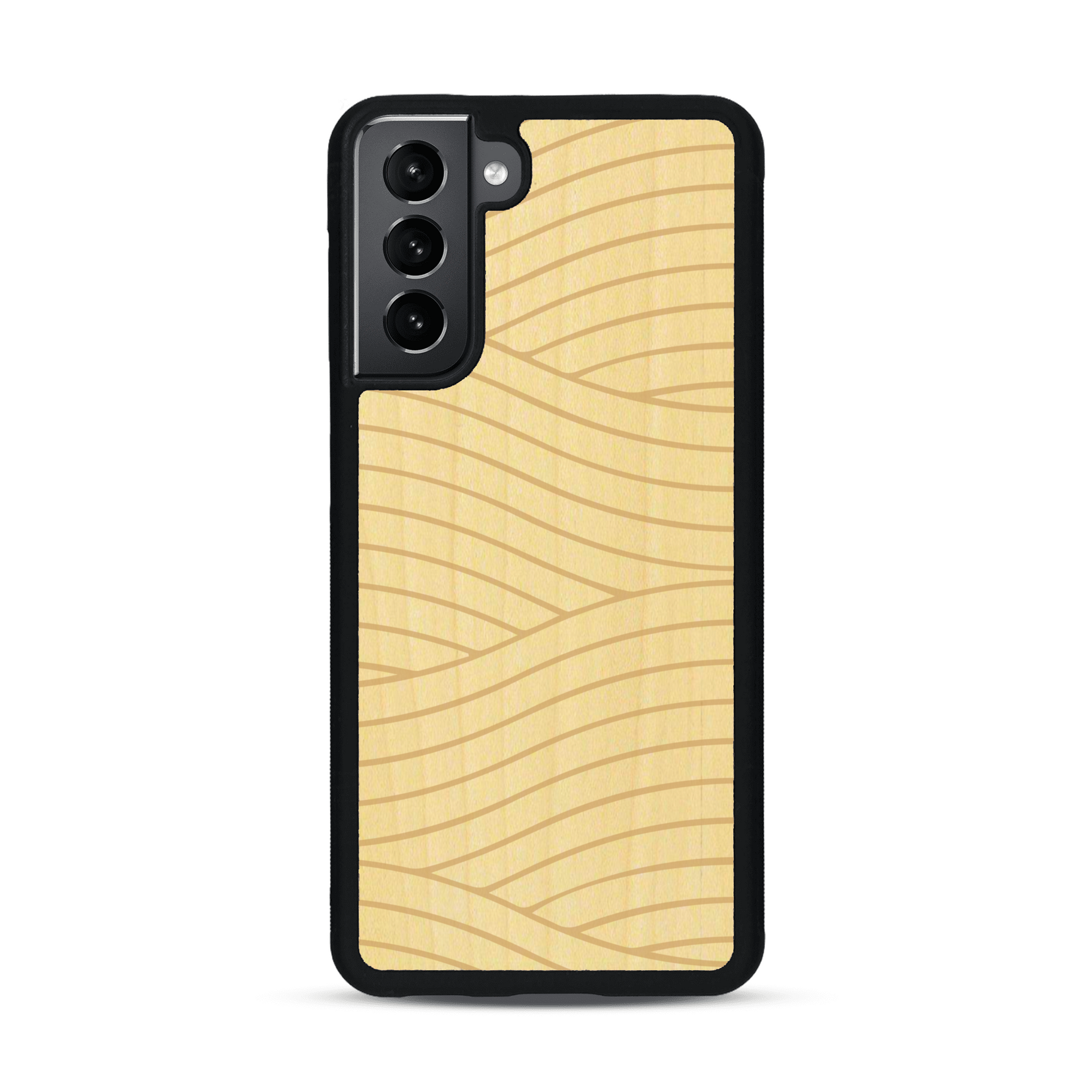 Coque de protection en bois véritable fabriquée en France pour  avec un motif moderne et minimaliste sur le thème waves et wavy représentant les vagues de l'océan