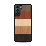 Coque de protection en bois véritable fabriquée en France pour  alliant des bandes horizontales de bambou, merisier, padouk, noyer et chêne fumé