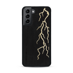 Coque de protection en bois véritable fabriquée en France pour  alliant plusieurs essences de bois pour représenter un éclair divin