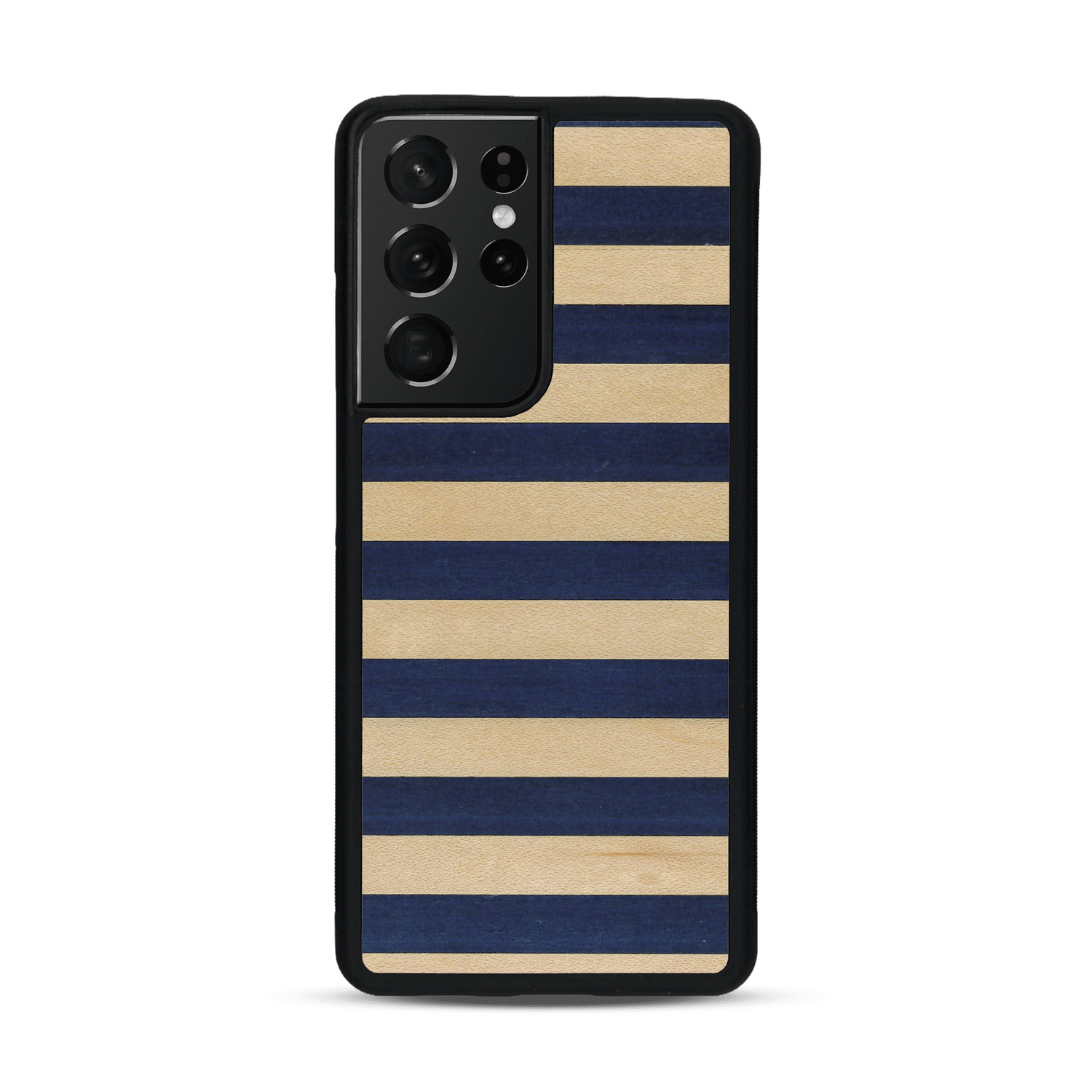 Coque de protection en bois véritable fabriquée en France pour  alliant plusieurs essences de bois pour représenter une marinière