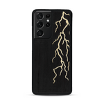 Coque de protection en bois véritable fabriquée en France pour  alliant plusieurs essences de bois pour représenter un éclair divin