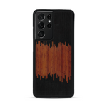 Coque de protection en bois véritable fabriquée en France pour  alliant plusieurs essences de bois pour représenter du magma en fusion